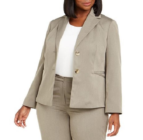Le Suit Calça Feminina Listrada Corto Perna Reta Marrom Tamanho 14W