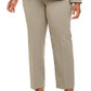 Le Suit Calça Feminina Listrada Corto Perna Reta Marrom Tamanho 14W