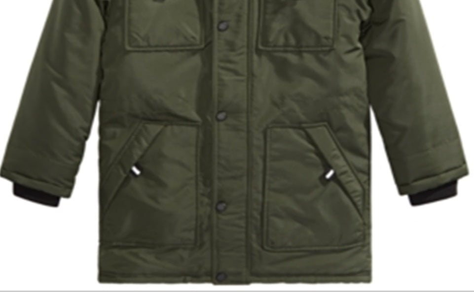 Jaqueta de mergulho com capuz e acabamento em pele sintética Michael Kors Big Boy, verde, tamanho 18/20