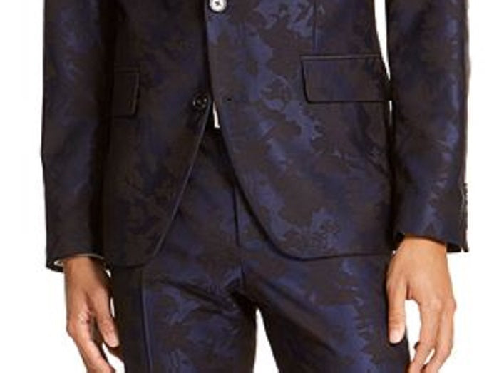 Blazer masculino grande e alto com jacquard elástico e floral, azul, tamanho 4XLT, da INC International Concepts