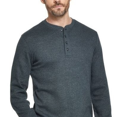 Malha Waffle Masculina Vintage à Prova de Intempéries Henley Verde Tamanho XXL