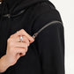 Suéter feminino DKNY com capuz e manga comprida, preto, tamanho médio
