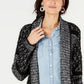Cardigan feminino estampado com gola xale estilo &amp; co, preto, tamanho pequeno