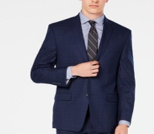 Terno xadrez masculino Marc New York Modern Fit azul tamanho 43