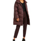 Casaco feminino Eileen Fisher com decote em V e mangas curtas, marrom, tamanho pequeno e grande