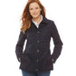 Casaco feminino Ralph Lauren acolchoado com acabamento em couro sintético, preto, tamanho 2XL