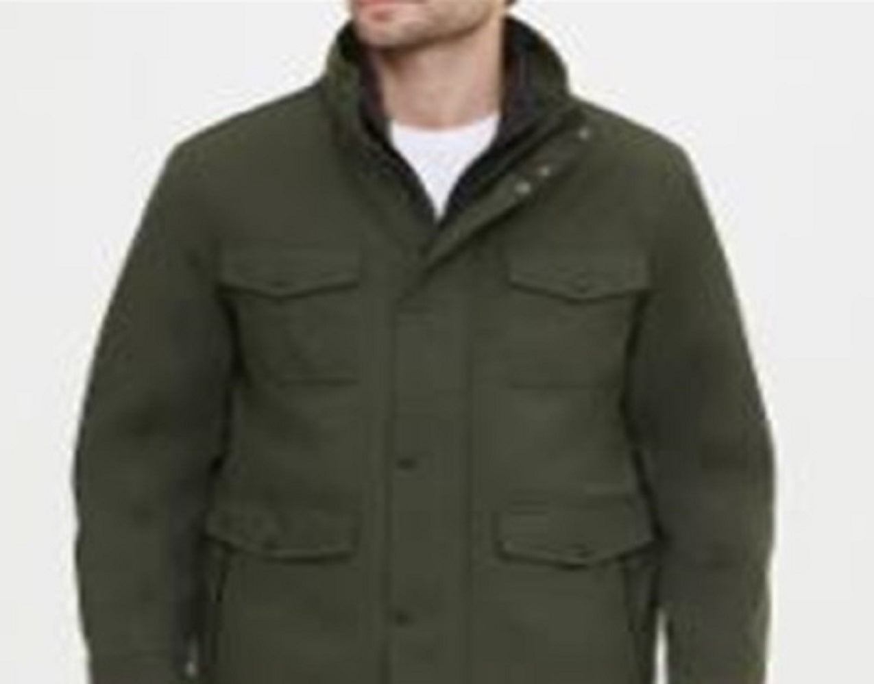 Jaqueta utilitária texturizada Kenneth Cole New York masculina, verde, tamanho médio