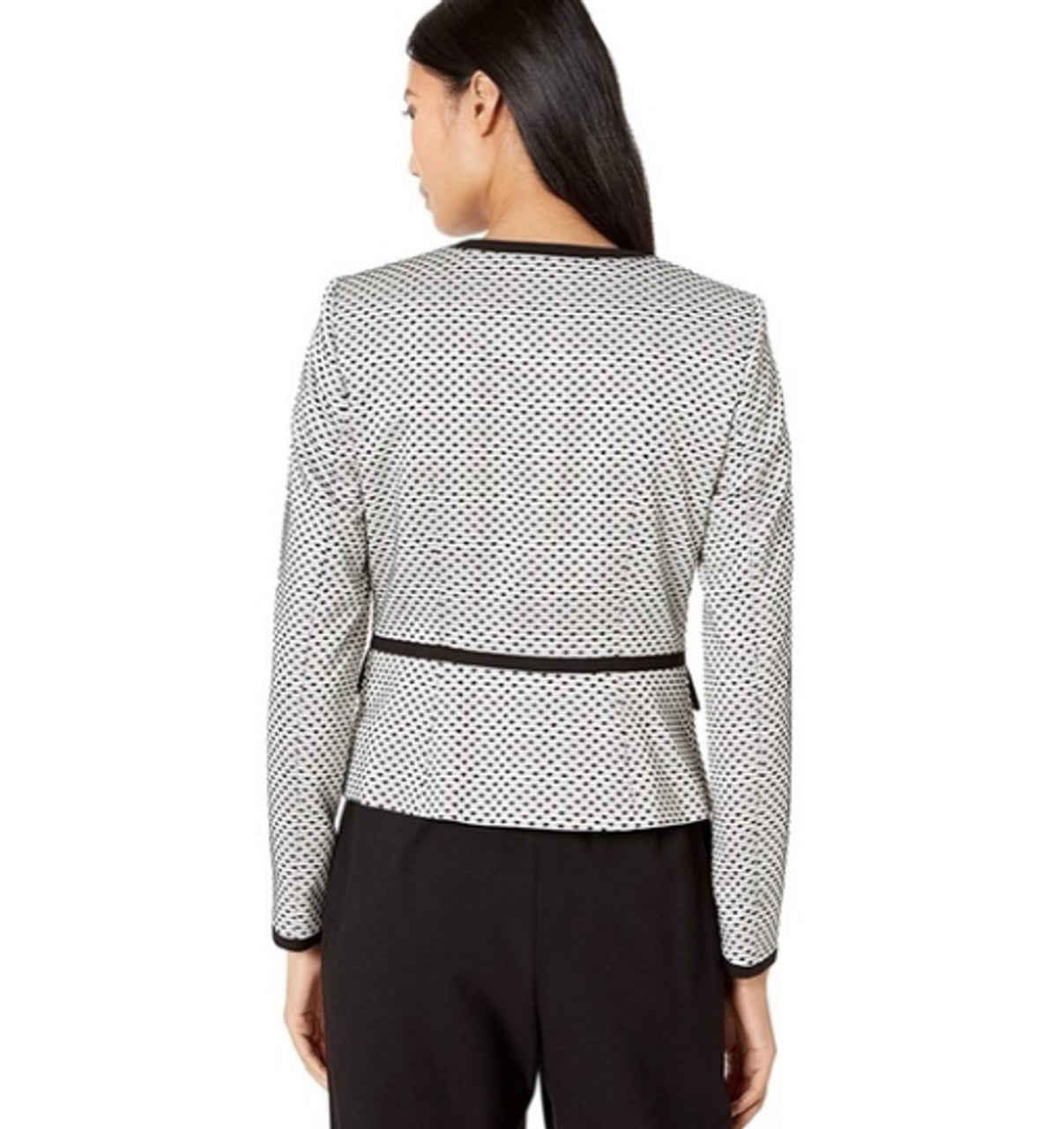 Jaqueta Calvin Klein Feminina com Zíper Frontal e Canelado - Preto Multi Cinza Tamanho 0