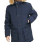 Tommy Hilfiger Parka Longa Masculina com Capuz de Pele Sintética Azul Tamanho Médio