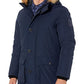 Tommy Hilfiger Parka Longa Masculina com Capuz de Pele Sintética Azul Tamanho Médio
