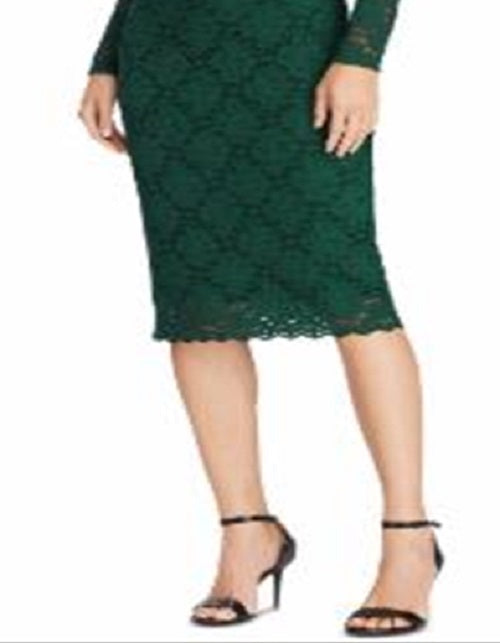 Vestido Ralph Lauren Feminino Bordado Renda Manga Longa Gola Joia Acima do Joelho Bainha Para Usar no Trabalho Verde Tamanho 18