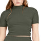 Camiseta feminina Bar III com nervuras, verde, tamanho pequeno
