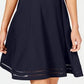 Vestido de coquetel Calvin Klein feminino sem mangas, gola alta, acima do joelho, tamanho 8, azul, pequeno
