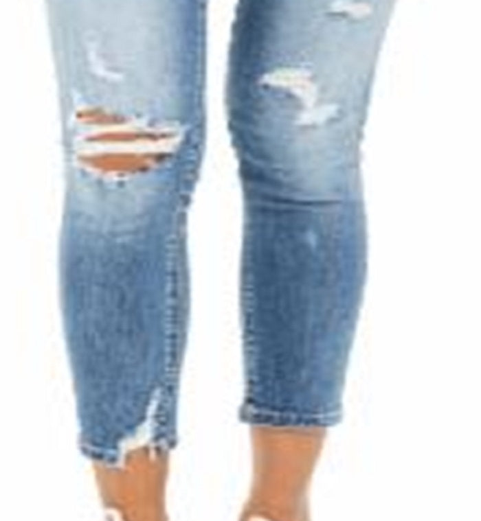Calça jeans skinny feminina Flying Monkey Destructed azul tamanho 29