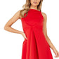 Quiz Vestido de noite feminino elástico com alças finas e comprimento midi, tamanho 4, vermelho