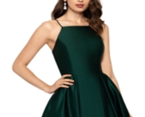 Vestido de baile de cetim feminino Betsy &amp; Adam, verde, tamanho 8