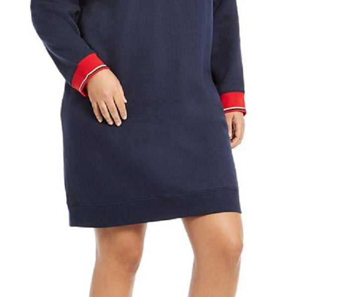 Vestido moletom com estampa de logotipo Tommy Hilfiger Sport Plus feminino, azul, tamanho 2X