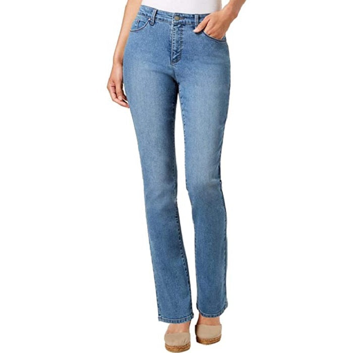 Calça jeans feminina Charter Club Lexington reta azul tamanho 16 curta
