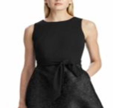 Vestido Ralph Lauren Feminino para Ocasiões Especiais, Floral, Jacquard, Amarração Automática, Sem Mangas, Ajuste e Flare, Preto, Tamanho 16P