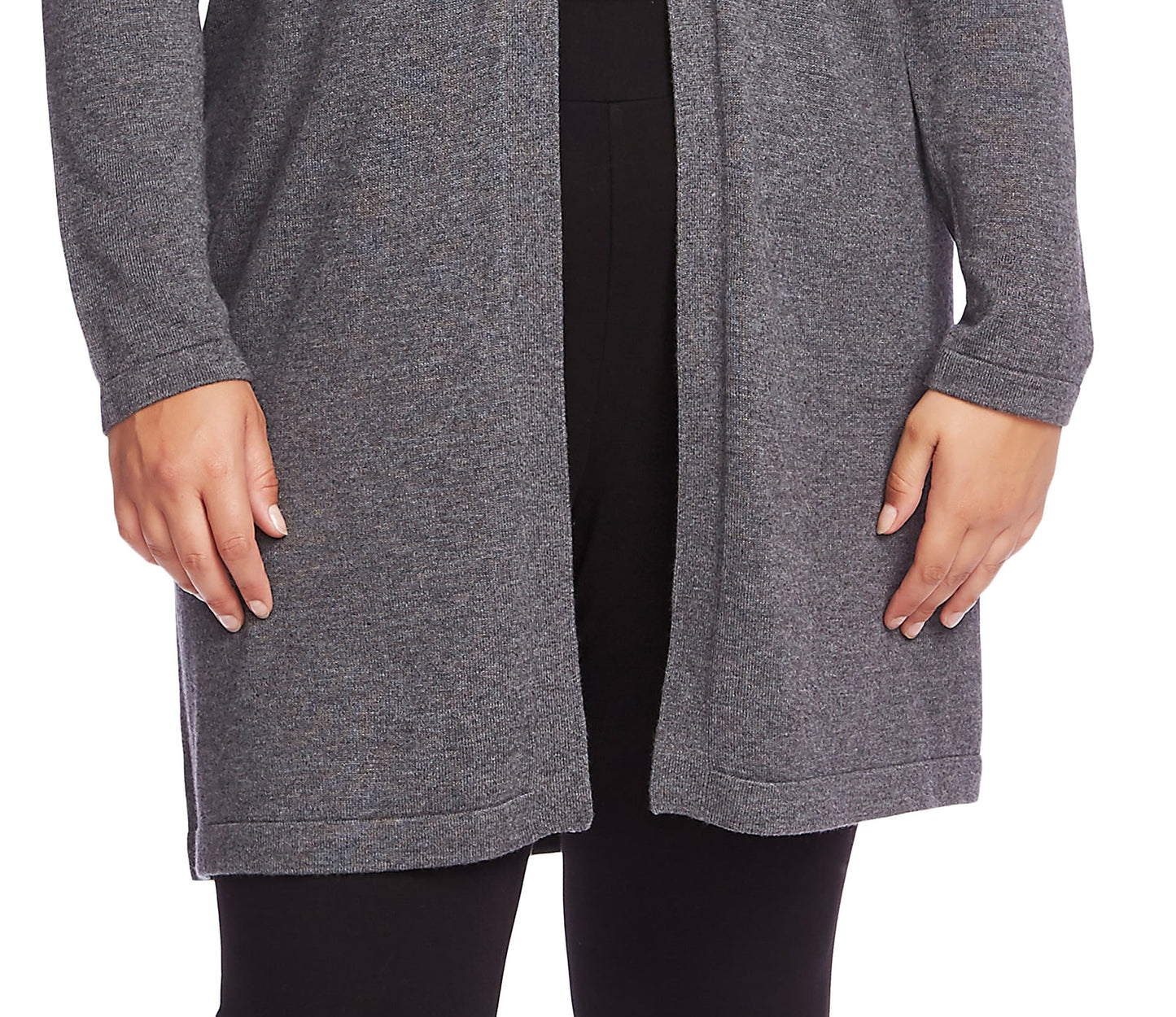 Cardigan longo com tachinhas Vince Camuto feminino cinza tamanho 1X