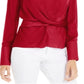 Blusa feminina com decote em V e frente torcida, vermelha, tamanho pequeno, da INC International Concepts