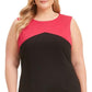 Vestido feminino Kasper com estampa de blocos de cores, sem mangas, gola redonda, comprimento até o joelho, para usar no trabalho, rosa, tamanho 22W
