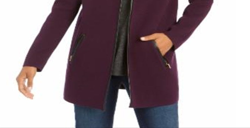 Cardigan feminino Charter Club Milano Cotton com abertura frontal, roxo, tamanho grande