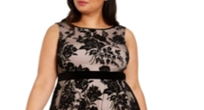 Vestido feminino Taylor sem mangas, abaixo do joelho, ajuste evasê, preto, tamanho 24W