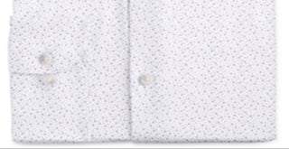 Camisa social masculina Bar III Classic Regular Fit Stretch com bolinhas dispersas, branca, tamanho 17/17 1/2 - 34/35