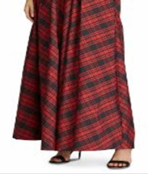 Vestido de festa longo com decote em V e mangas xadrez Ralph Lauren feminino, preto, tamanho 2