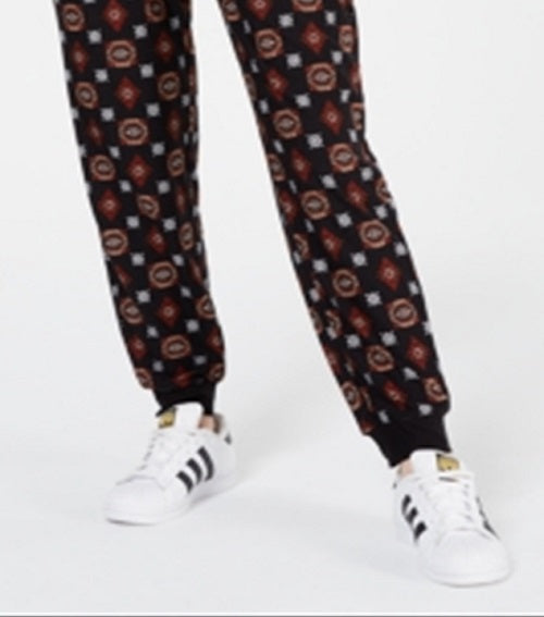 Calça jogger feminina Yummy Hippie Rose preta tamanho grande