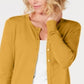 Cardigan feminino de manga comprida com botões na frente, amarelo, tamanho grande, Charter Club
