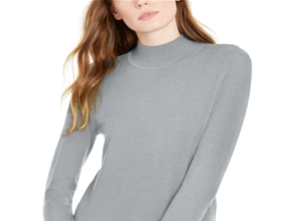 Suéter feminino Maison Jules com gola falsa cinza, tamanho X-S