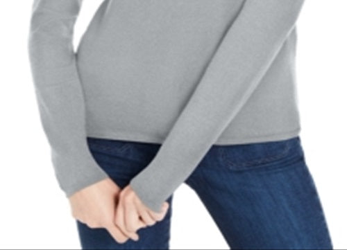 Suéter feminino Maison Jules com gola falsa cinza, tamanho X-S