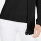 Karen Scott Suéter Feminino Embelezado com Cachecol Preto Tamanho Pequeno XL