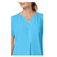 Blusa feminina Charter Club de algodão com decote aberto, turquesa, azul-marinho, tamanho pequeno