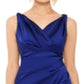Vestido feminino Betsy &amp; Adam, de cetim, com decote em V e franzido, azul, tamanho 8