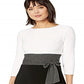 Vestido de festa Ralph Lauren feminino, com cinto, manga 3/4, decote joia, comprimento chá, flare, tamanho 6, branco