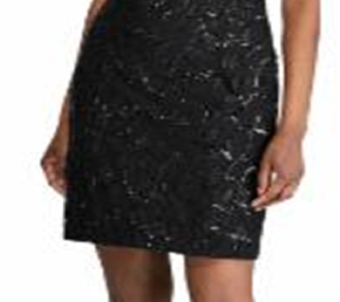 Vestido de coquetel com lantejoulas Ralph Lauren feminino, preto, tamanho 18