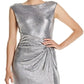 Vestido de noite feminino Ralph Lauren Ilianna metálico franzido cinza tamanho 16
