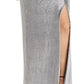 Vestido de noite feminino Ralph Lauren Ilianna metálico franzido cinza tamanho 16