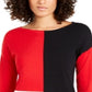 Blusa feminina Alfani com estampa de blocos de cores e ombros caídos, vermelha, tamanho XX-G