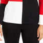 Blusa feminina Alfani com estampa de blocos de cores e ombros caídos, vermelha, tamanho XX-G