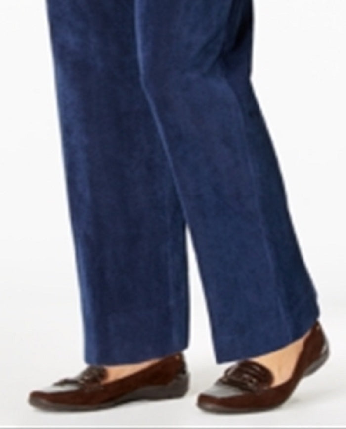 Calça de veludo cotelê Alfred Dunner Classics feminina, azul, tamanho 10 S