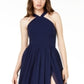 Vestido infantil City Studios Halter Chiffon com fenda na perna, azul, tamanho 3