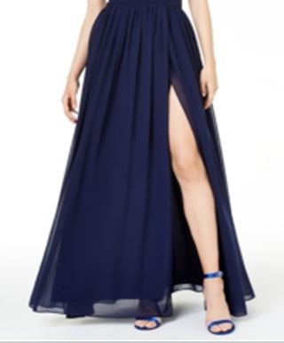 Vestido infantil City Studios Halter Chiffon com fenda na perna, azul, tamanho 3