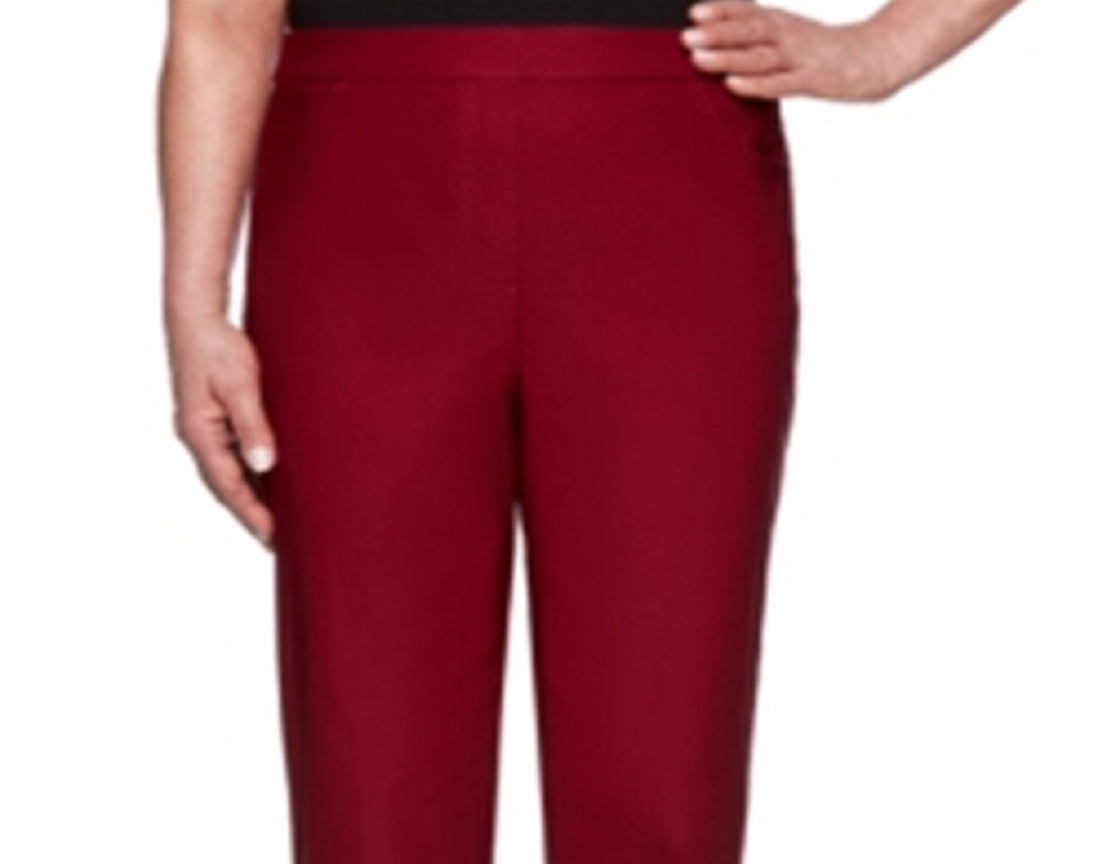 Calça feminina casual Alfred Dunner Contour Allure Pull-on vermelha tamanho 6 P
