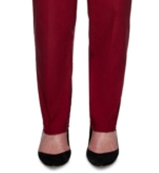 Calça feminina casual Alfred Dunner Contour Allure Pull-on vermelha tamanho 6 P