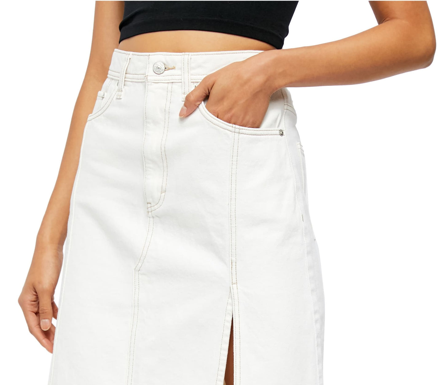 Saia jeans Mambo feminina Free People, branca, tamanho 27