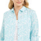 Camisa feminina Charter Club com estampa floral em mistura de linho, azul, tamanho X-S